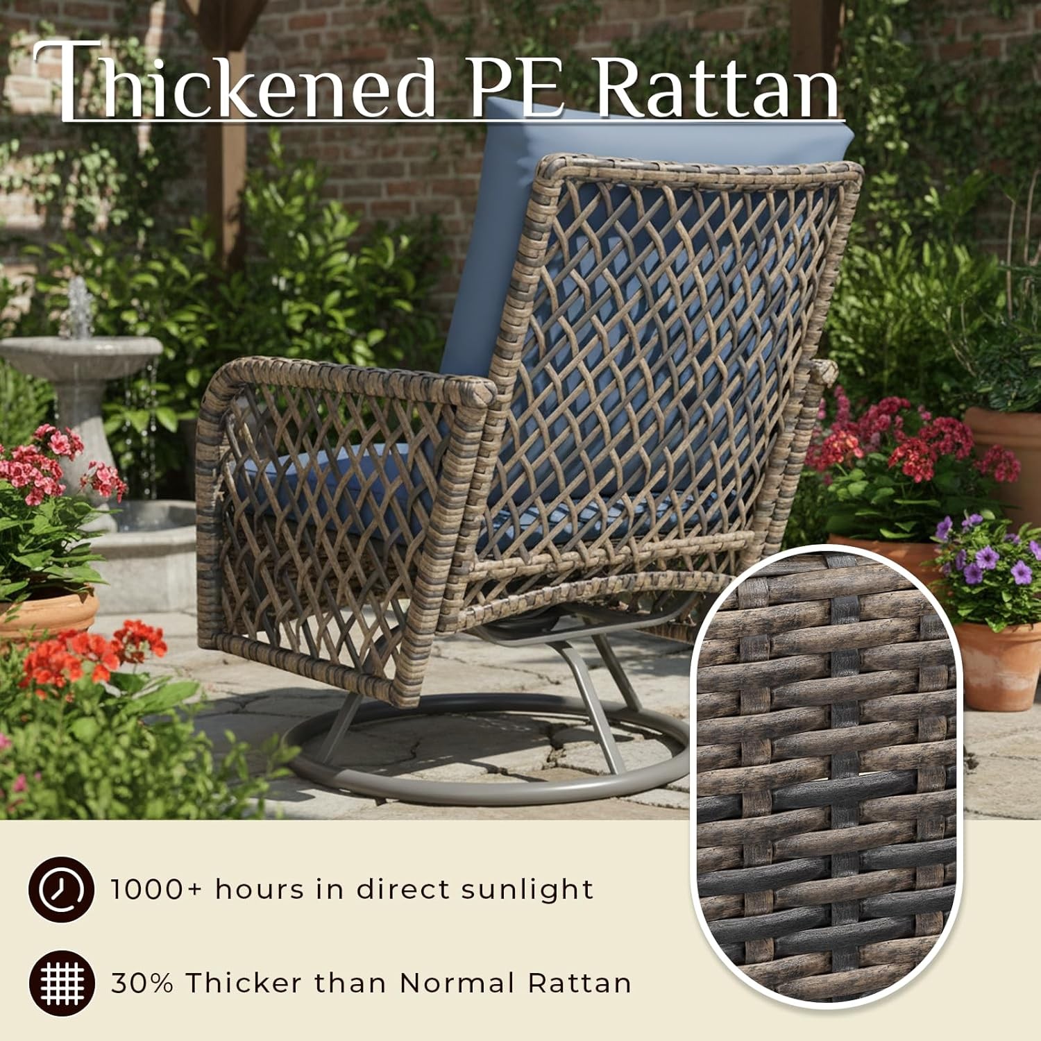 7-Piece Outdoor Patio Furniture Set Sectional Sofa Swivel Rocker Chairs Ottoman