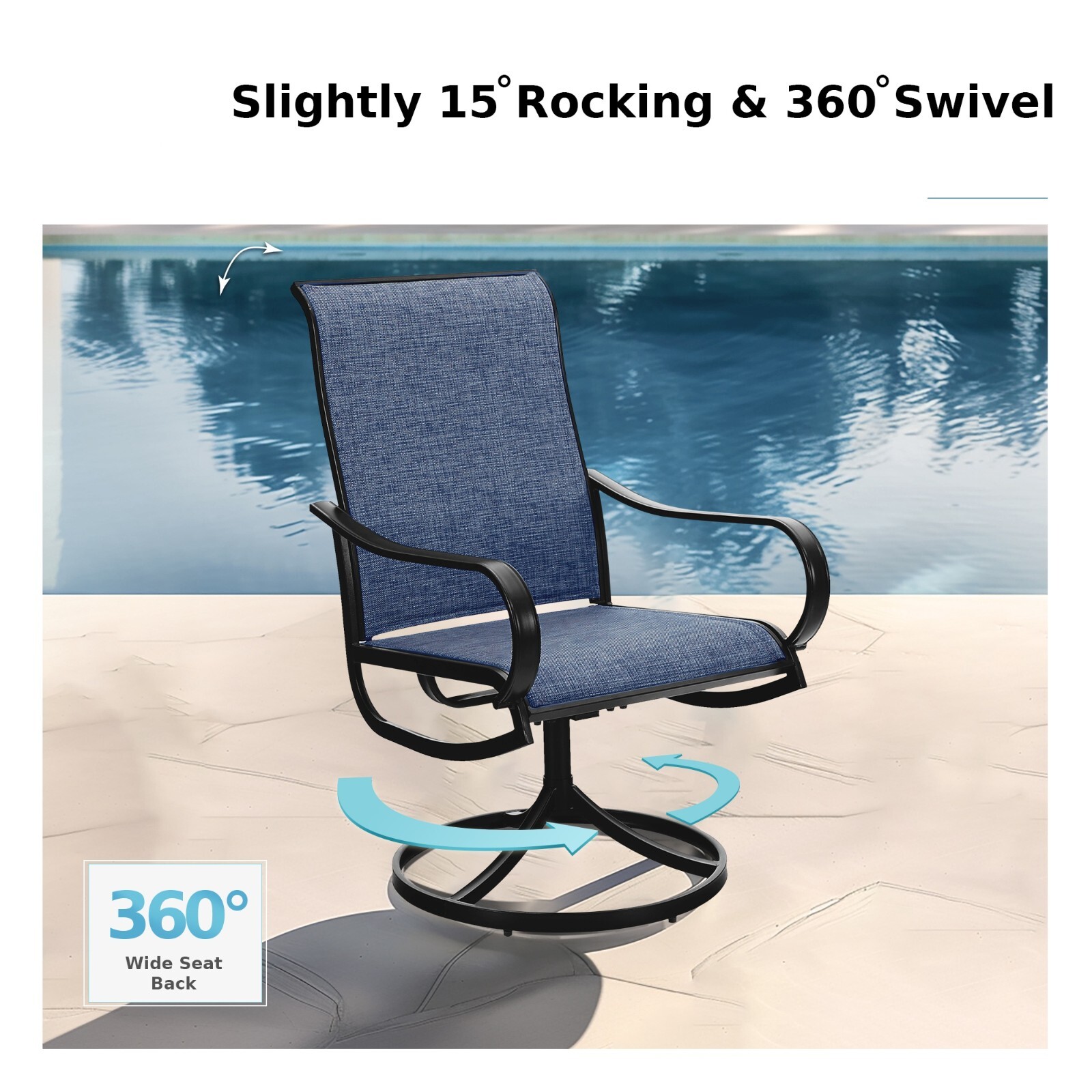 Patio Dining Set 5 Piece Outdoor Swivel Chairs Table Set for Lawn Garden Yard