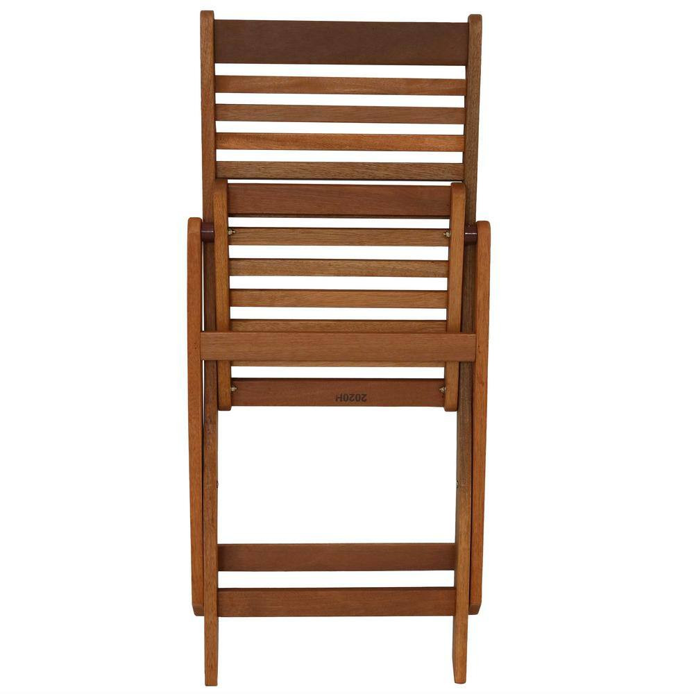 Meranti Teak Oil Folding Wood Outdoor Patio Chairs (Set of 2)