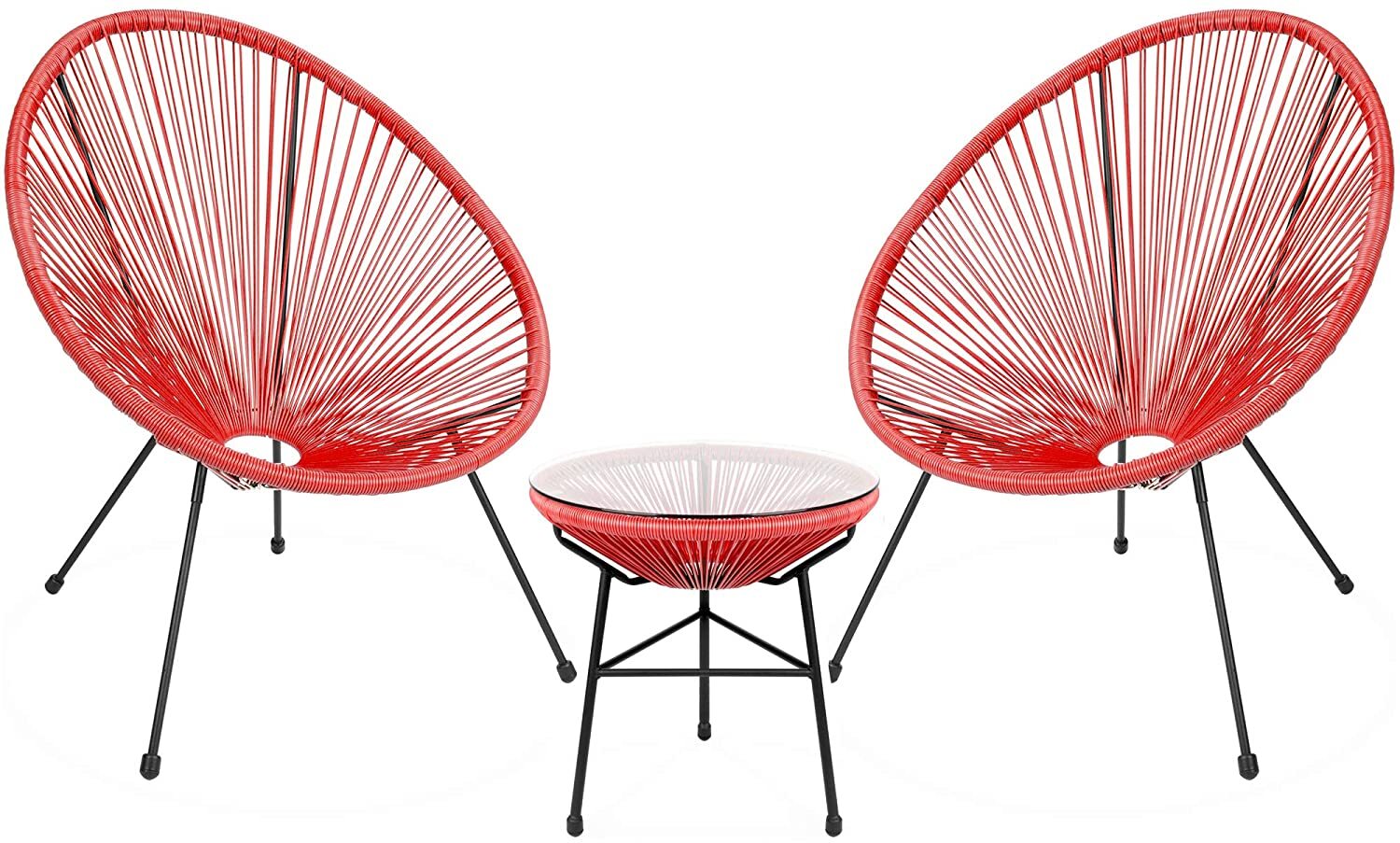 Barton 3 PCS Rattan Patio Bistro Set Outdoor Acapulco Chair Set All-Weather