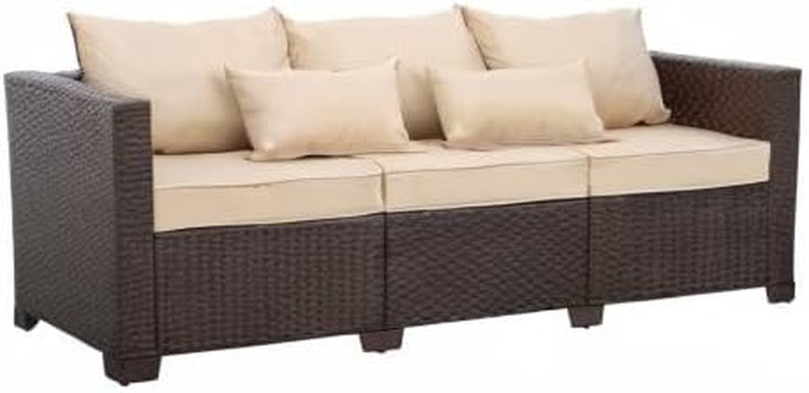Rattan Star Outdoor Furniture Couch 3 Seater Sofa Outdoor Brown Wicker Sofa Deep