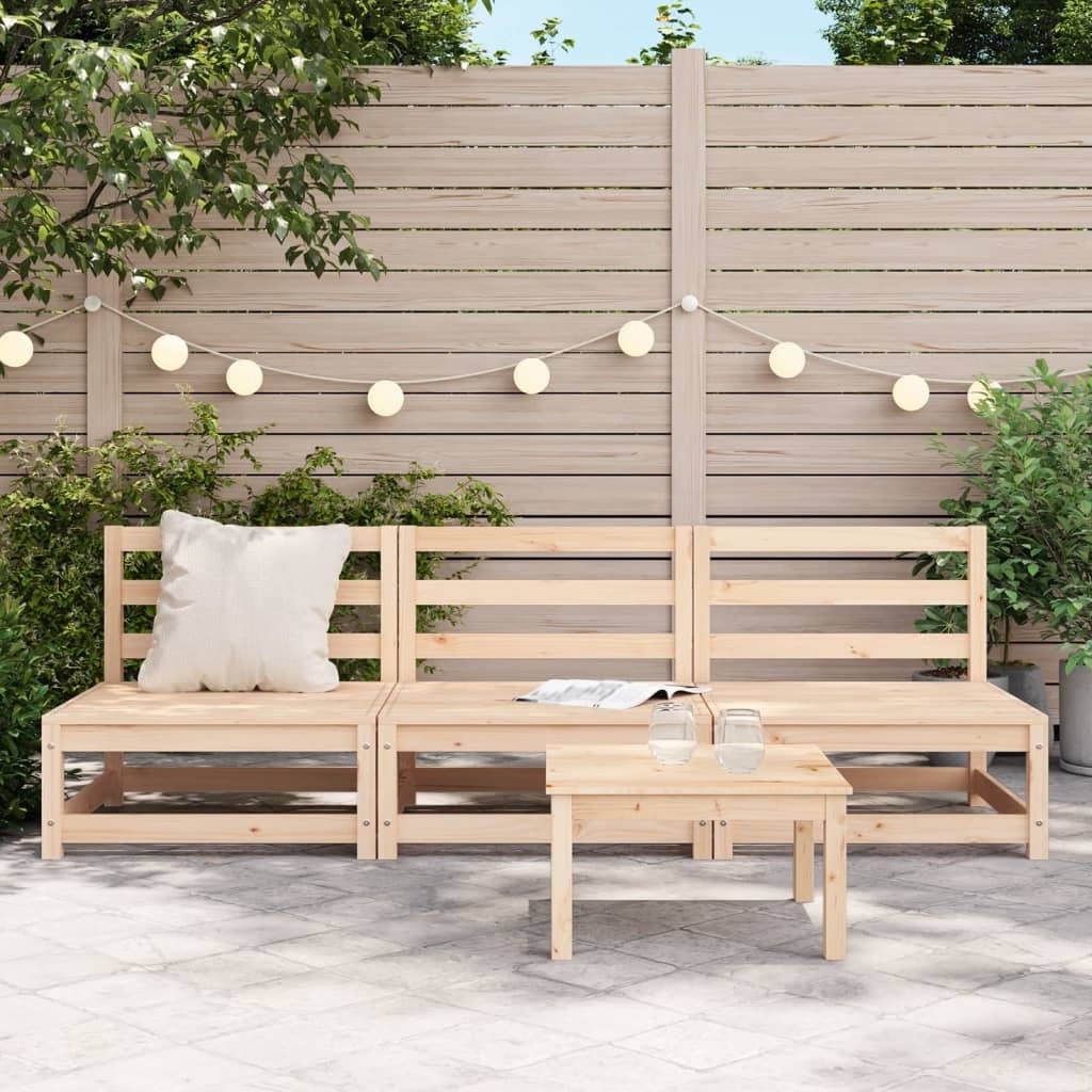 Garden Sofa Natural Pine Solid Pine Wood Medium Modular