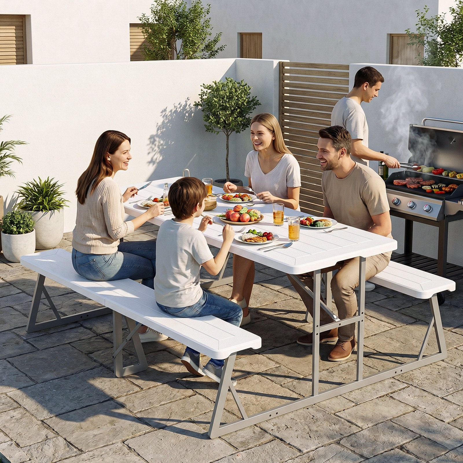 Picnic Table Bench Set 4.5/6FT for Outdoor Camping, Garden Yard Furniture