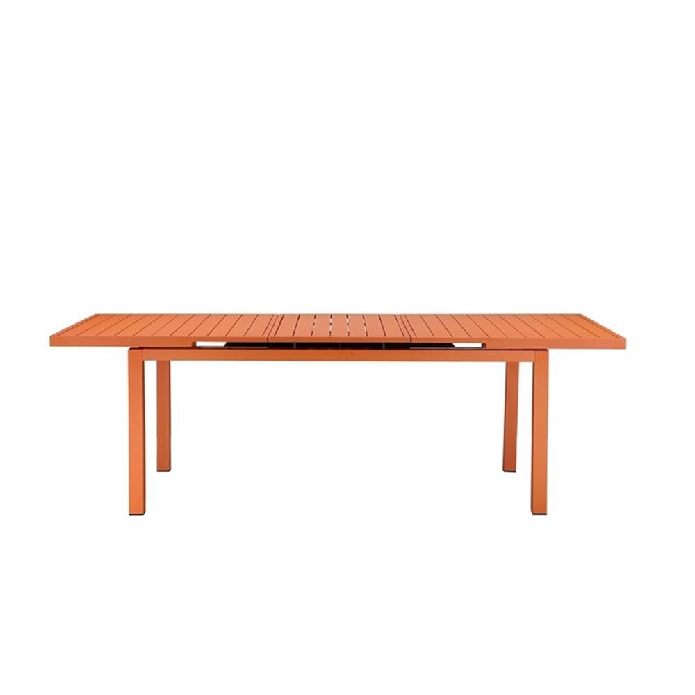 Pemberly Row 30×95″ Modern Aluminum Extension Table in Orange Finish
