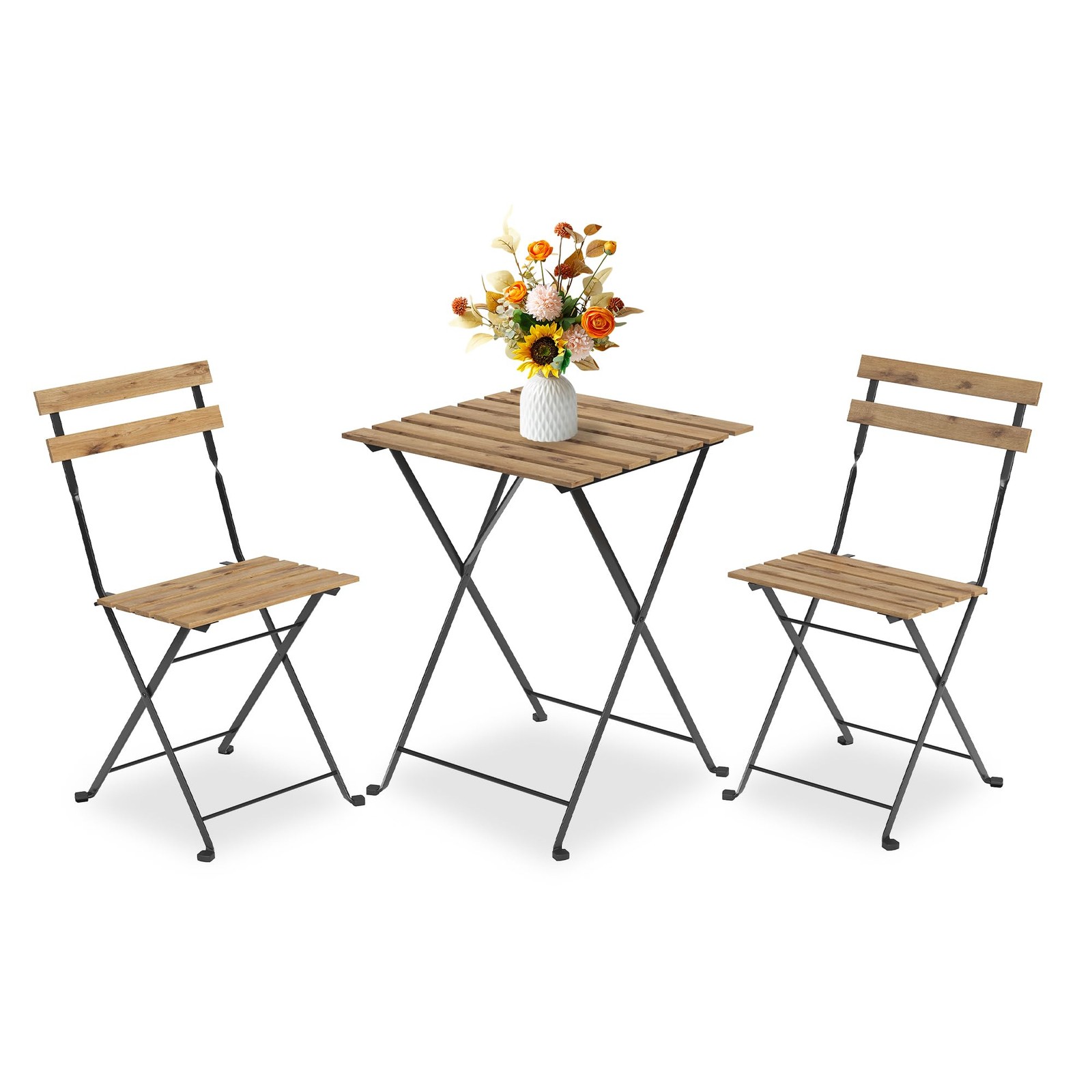 3-Piece Patio Bistro Set ,Folding Bistro Table and Chairs ,Outdoor Furniture Set