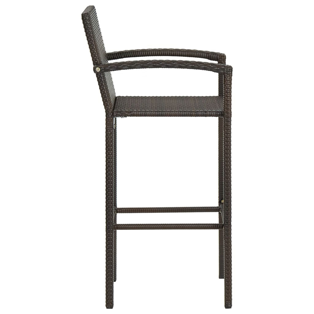 Bar Stool Set of 4 Brown PE rattan, powder-coated steel Medium