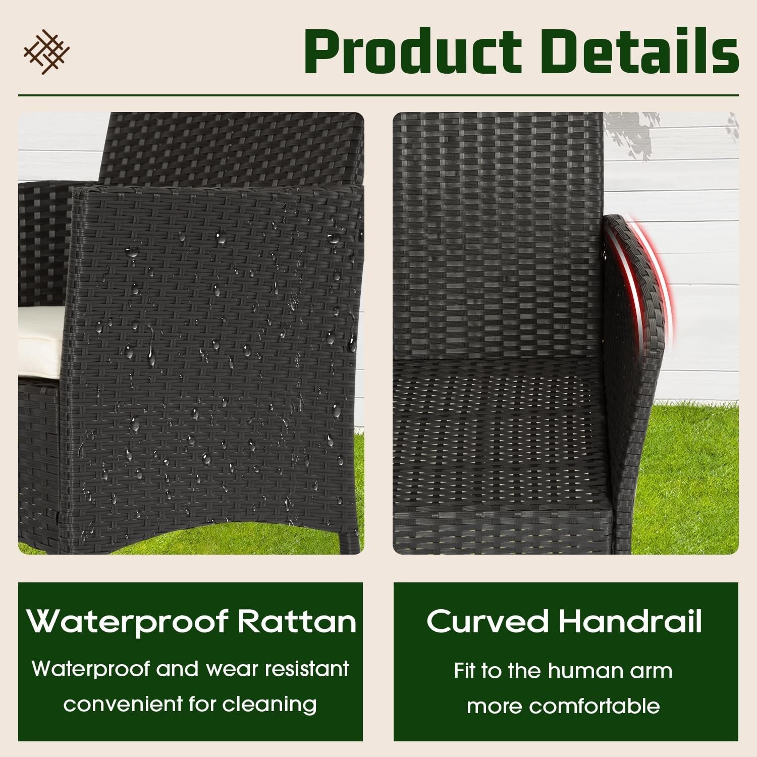 Modern 4-Piece Patio Set with Easy Assembly – Weather-Resistant Rattan