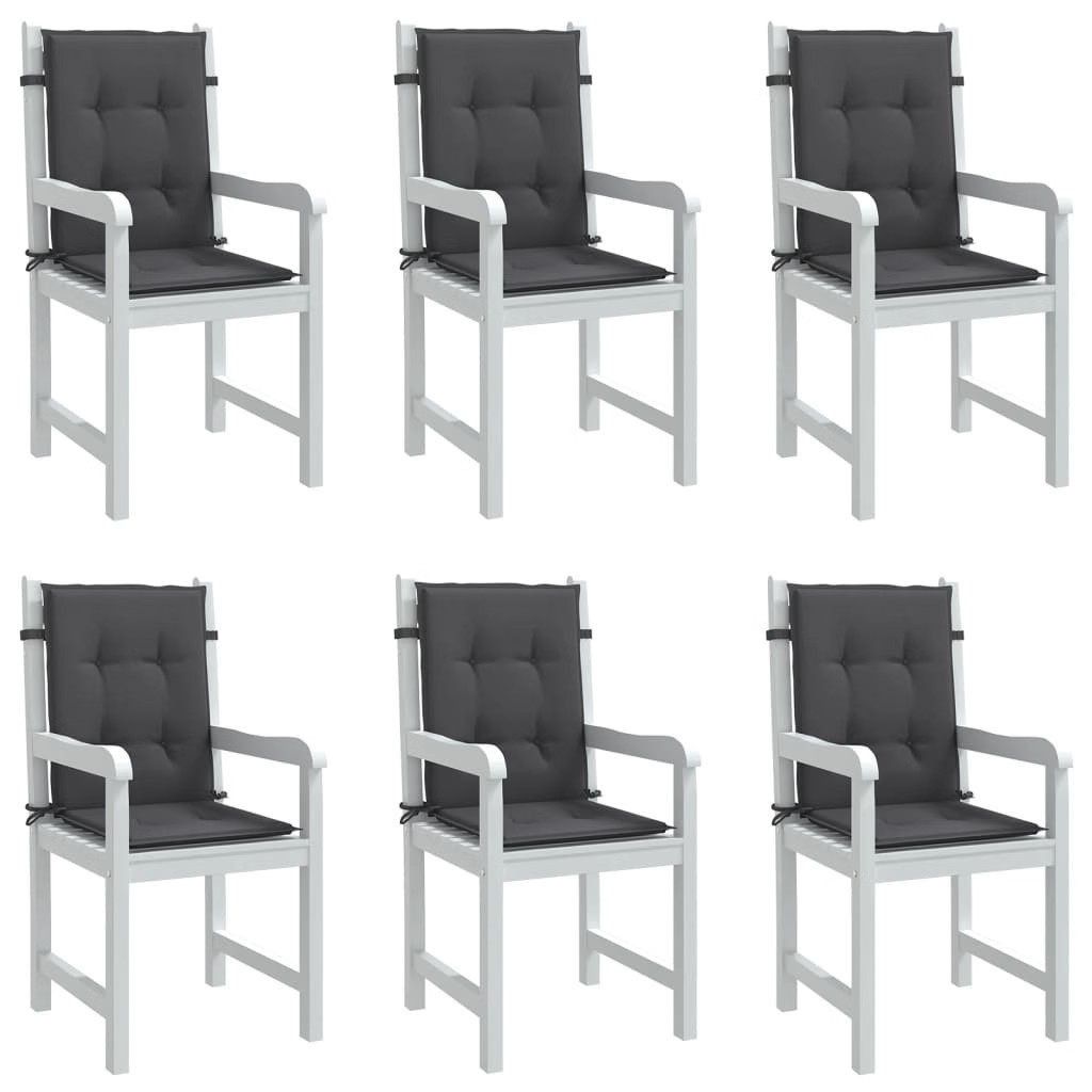Lowback Chair Cushions 6 pcs Melange Anthracite 39.4″x19.7″x1.6″ Fabric
