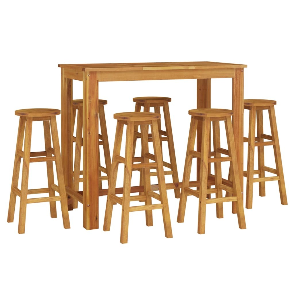 Patio Bar Set Garden Outdoor Hightop Table and Chairs Solid Acacia Wood vidaXL