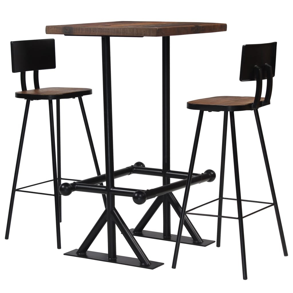 Bar Table and Chair Set Dining Table Set 3 Piece Solid Reclaimed Wood vidaXL