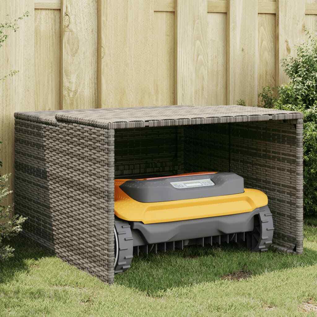Robot Mower Garage Storage Shelter Garden Outdoor Lawn Poly Rattan vidaXL