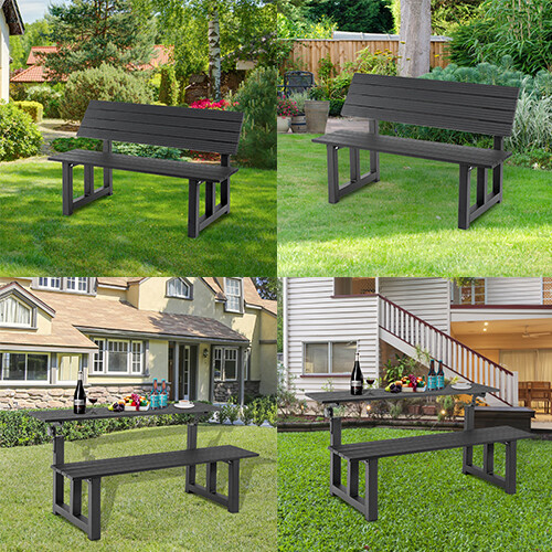 Lojok Aluminum 2-colour All-in-one Table&Bench for Park Garden Patio Lounge