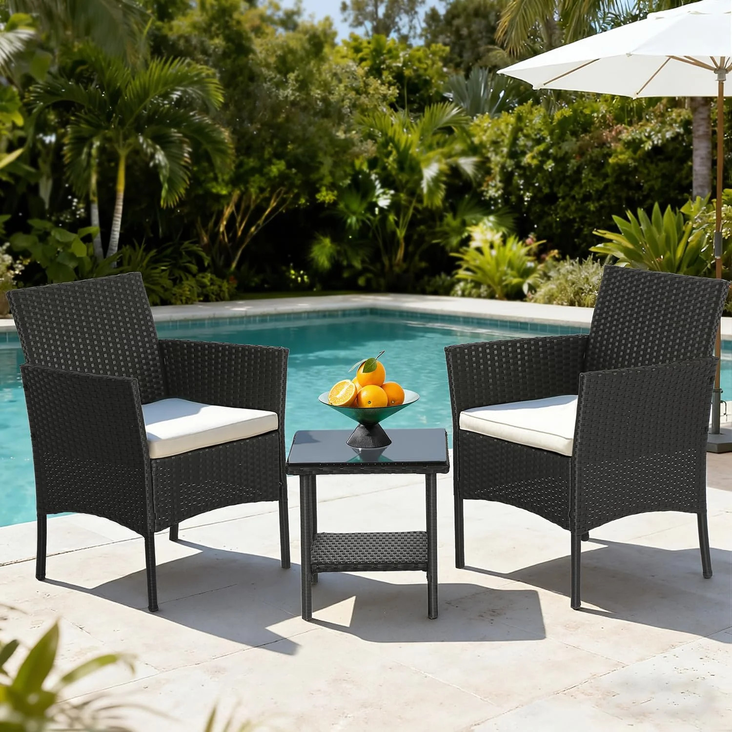 Wicker Outdoor Furniture Patio Furniture Set of 3 Rattan Patio Chairs Outdoor US