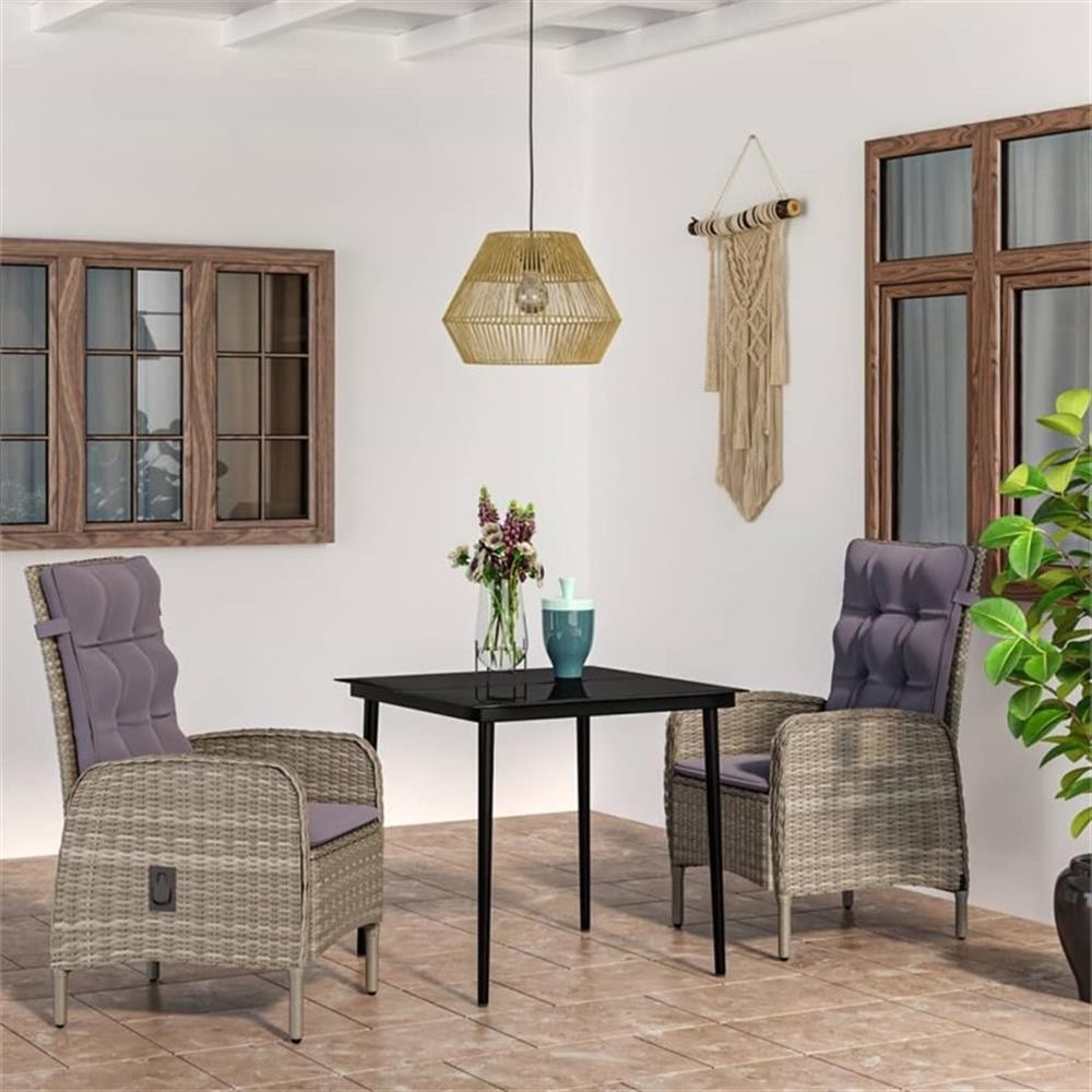 Bowery Hill Contemporary Garden Dining Set in Gray and Black