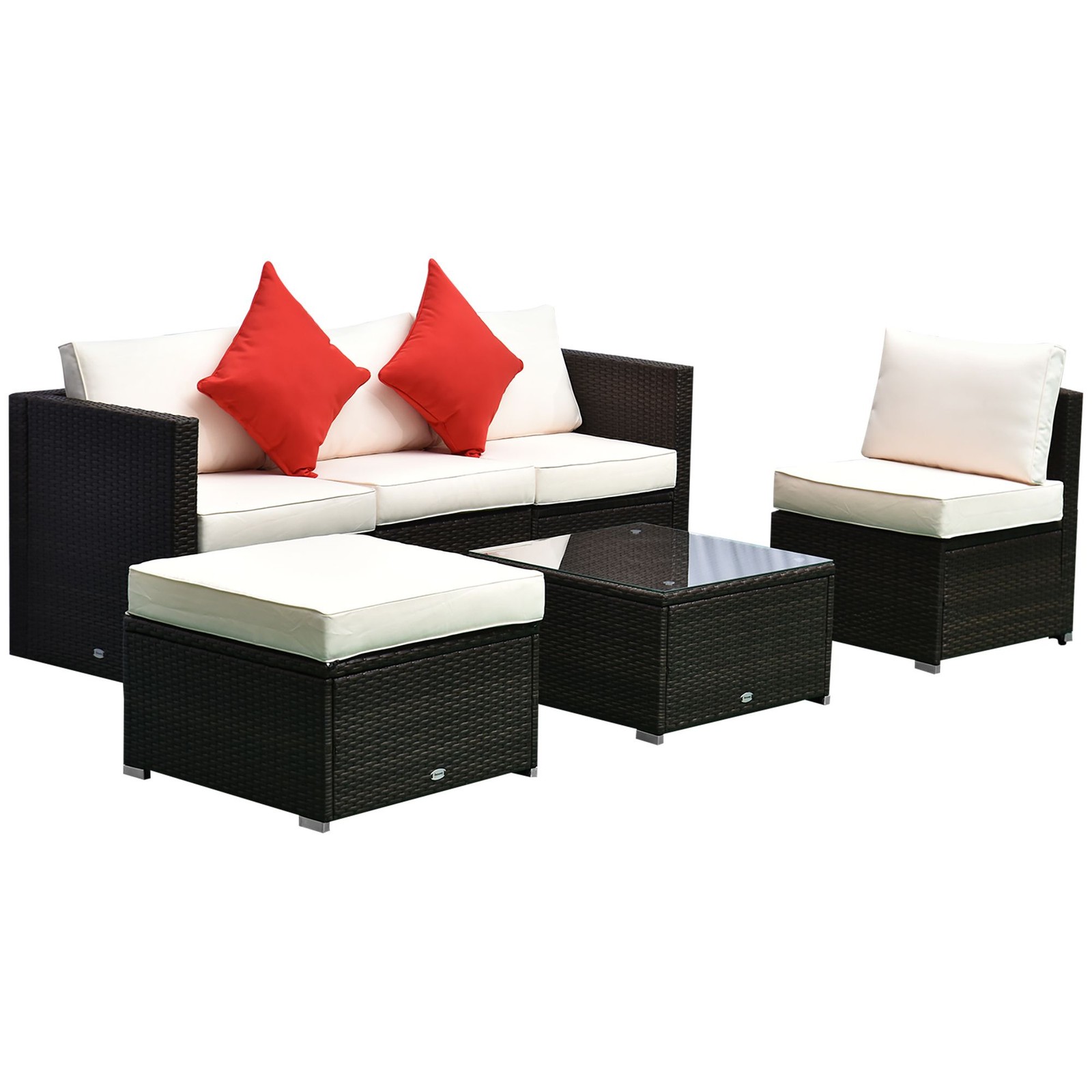 Premium PE Rattan 6pc Patio Sofa Set 395lb Load 26.75×26.75in White