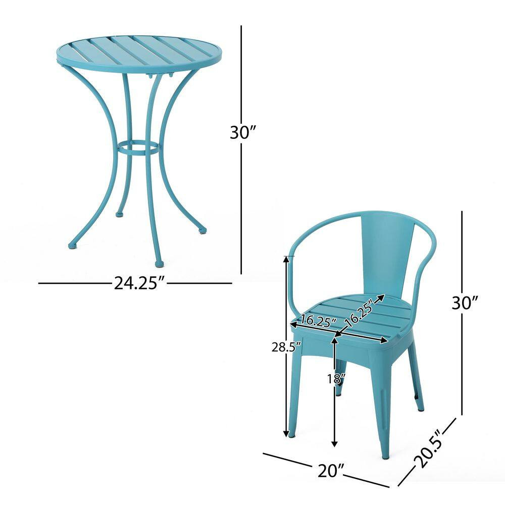 3-Piece Metal Bistro Set, Outdoor Patio Furniture Set (2 Chairs + 1 round Table)