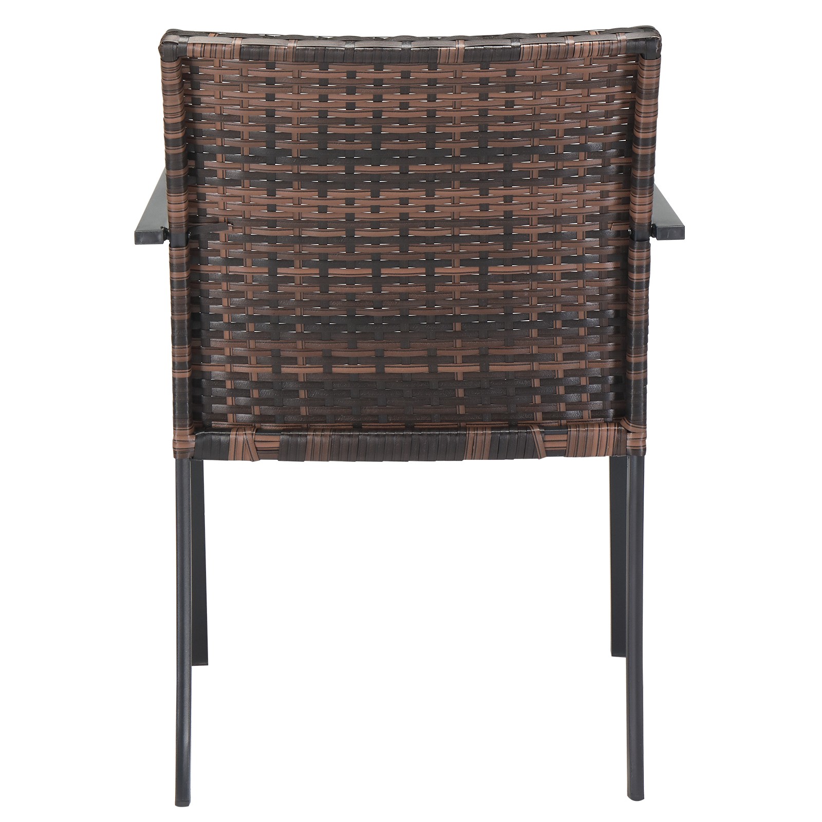 Set of 2 Stackable Outdoor Wicker Patio Dining Chairs, All-Weather Brown