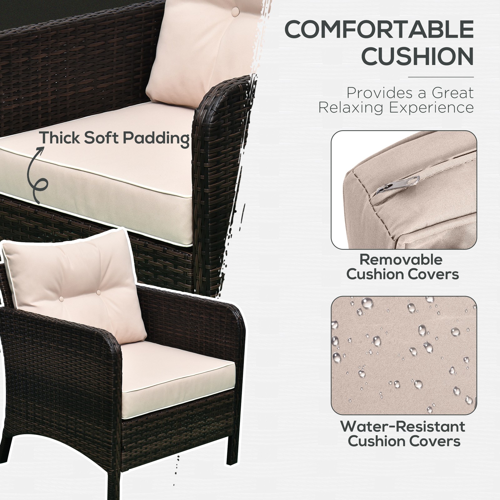 5 Piece Patio Lounge Chair Rattan Wicker Outdoor Porch Seating Conversation Set