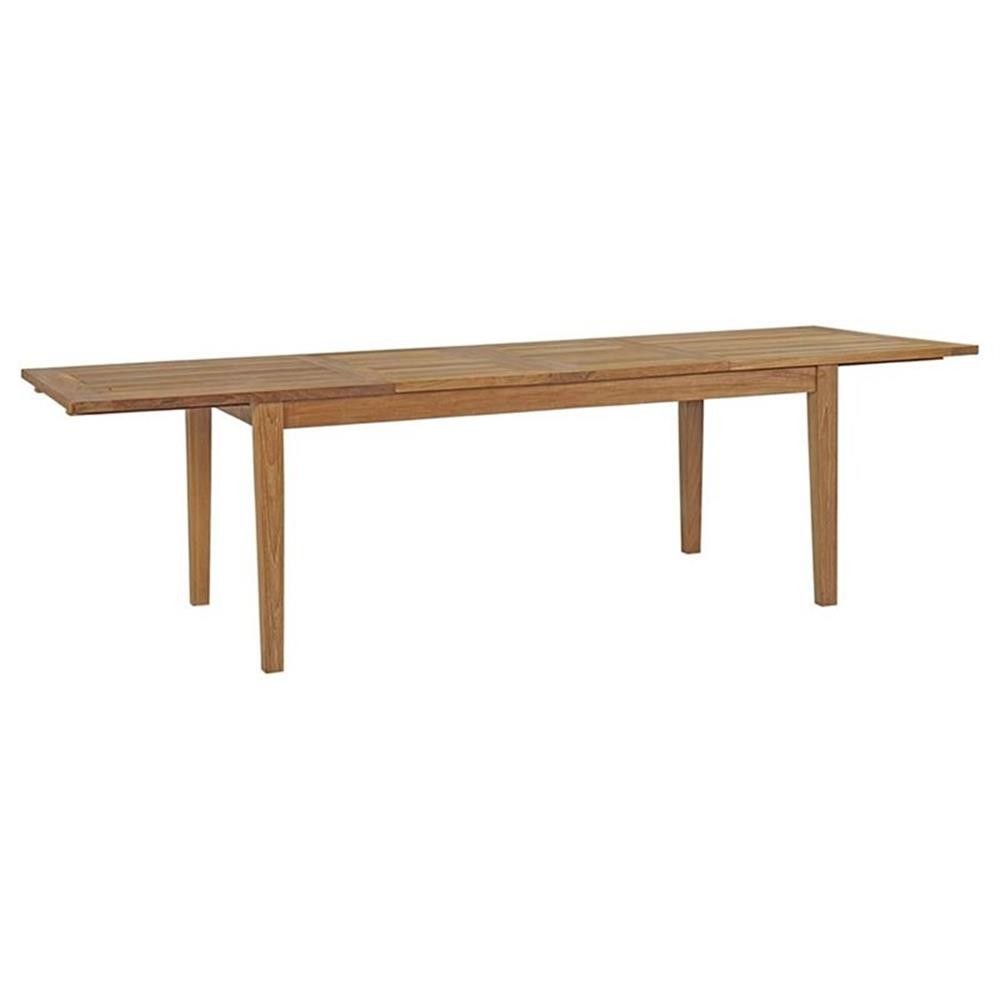 Modway Marina 11-Piece Teak Wood Patio Dining Set in Natural & White