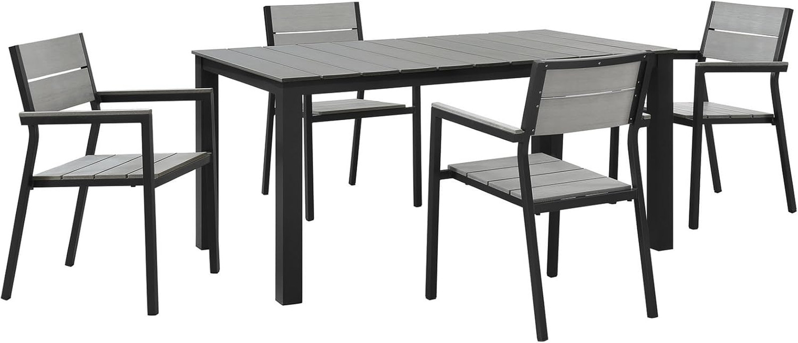 Maine 5-Piece Aluminum Patio Dining Set with 63″ Table & 4 Armchairs