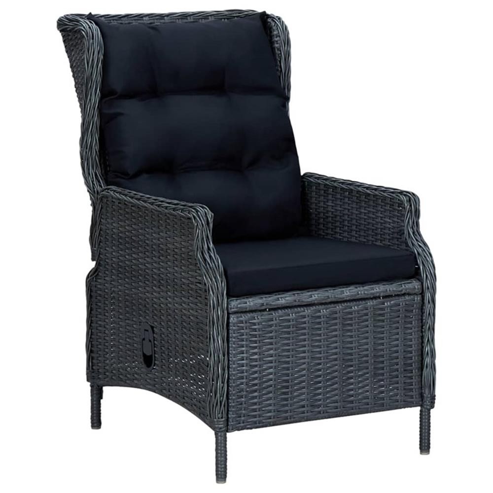 Bowery Hill Contemporary Synthetic Poly Rattan Outdoor Dining Set in Dark Gray