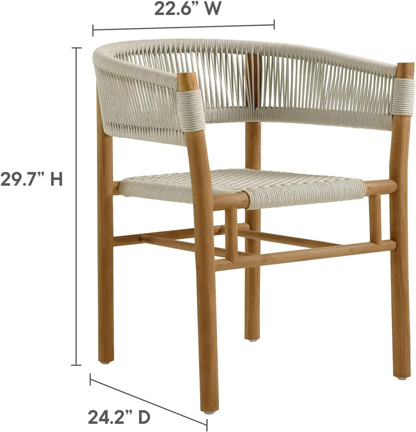 Vienna 5-Piece Teak Wood Patio Dining Set with Woven Rope Chairs for 4