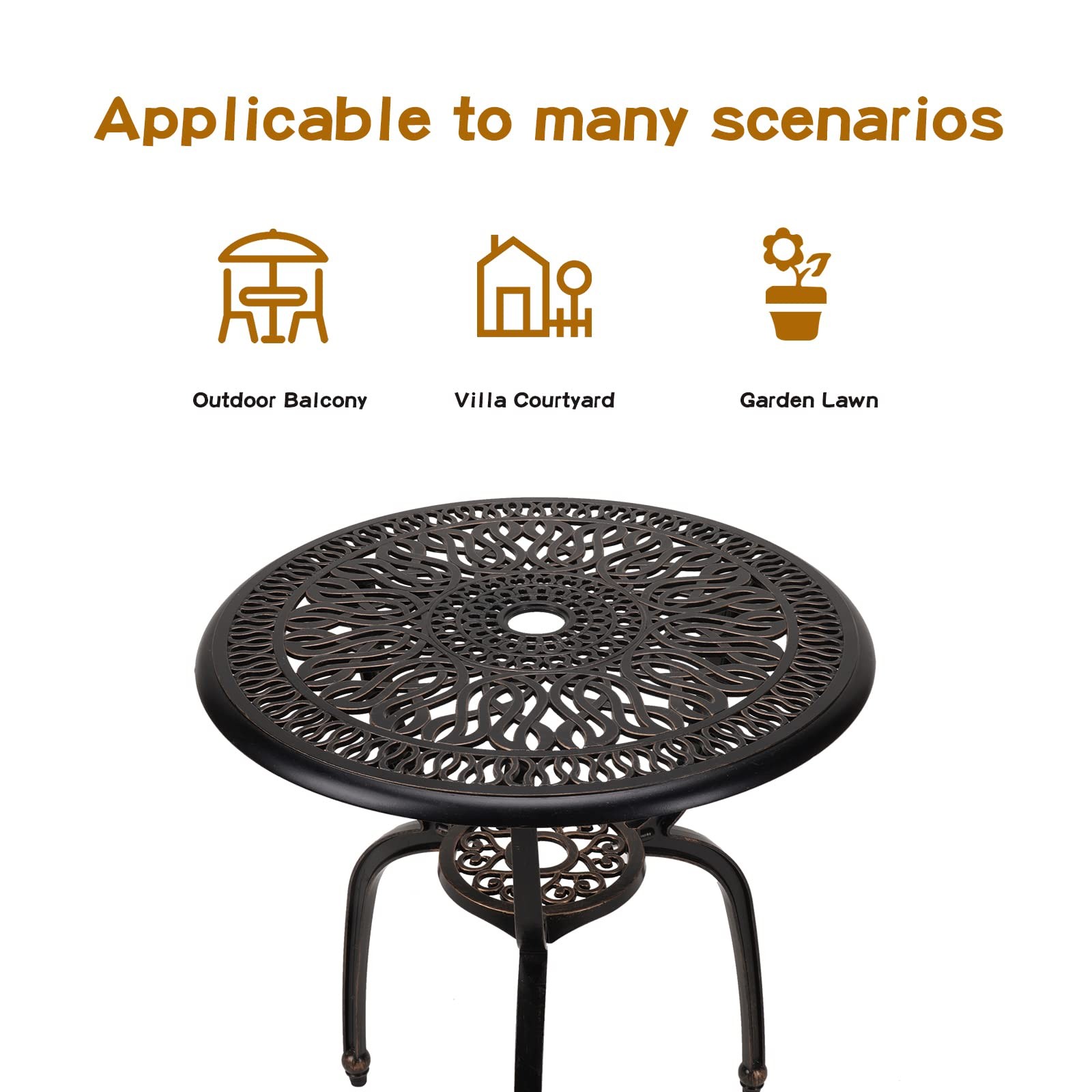 Yksy&Yksy Yksyyksy 3-Piece Patio Bistro Furniture Set Cast-Aluminum Bistro