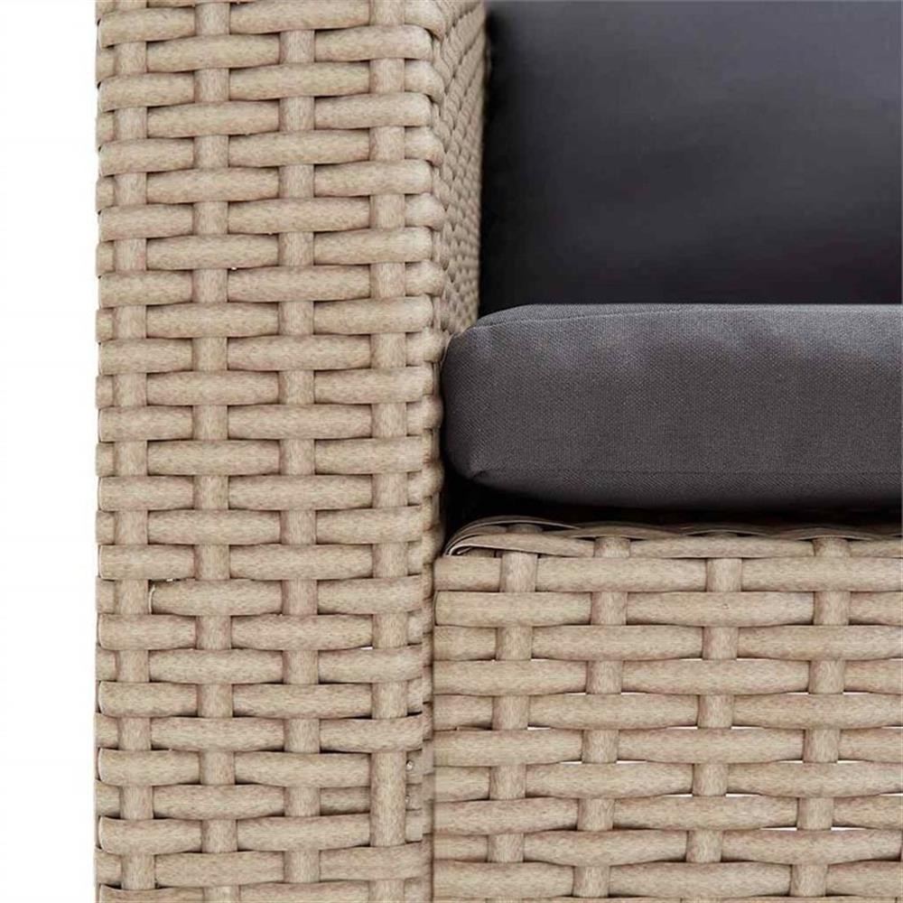 Bowery Hill Contemporary Synthetic Poly Rattan Garden Sofa in Beige & Anthracite