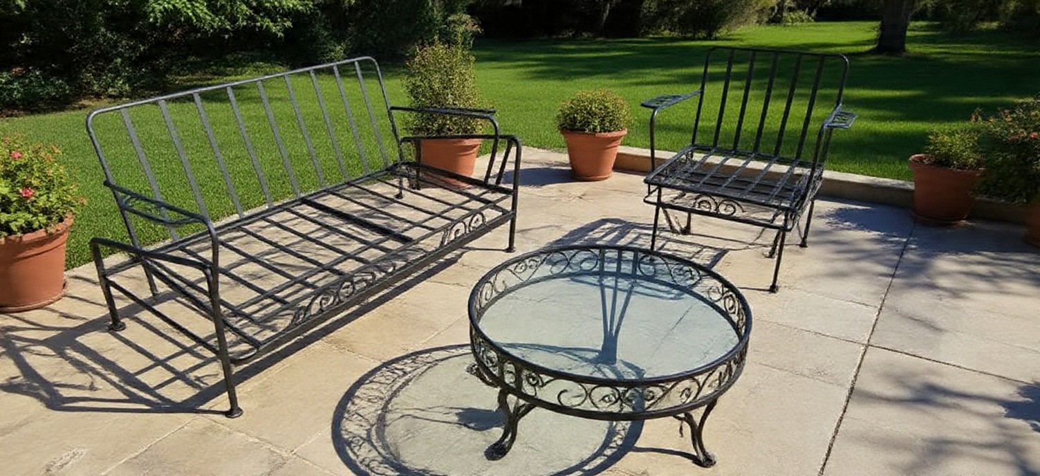 Vintage ” Salterini “Wrought Iron Porch Glider Set