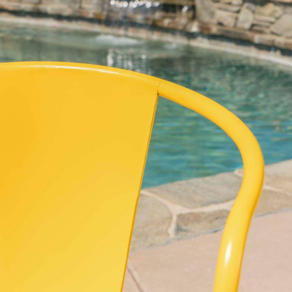 3-Piece Yellow Colmar Metal Outdoor Bistro Set, Patio Dining Set for Gardens Bac