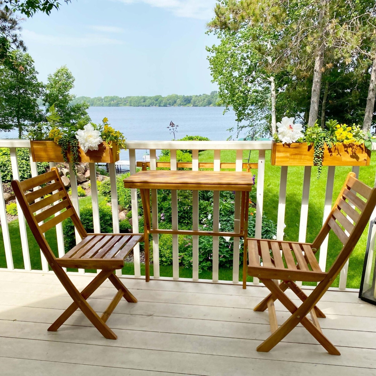 Outdoor Living Condo Apartment Folding Wood Patio Furniture, Balcony Bistro Sets