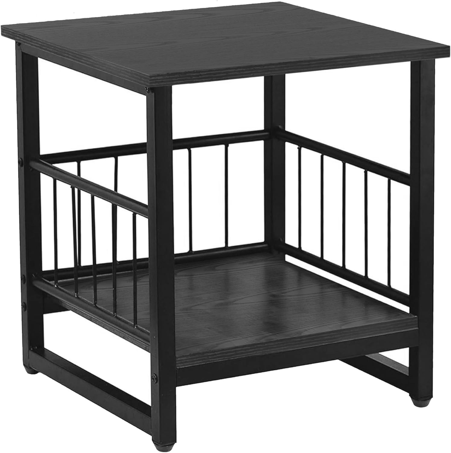 End Table, Industrial Side Table with 2-Tire Stora Shelf, 180LBS Mini