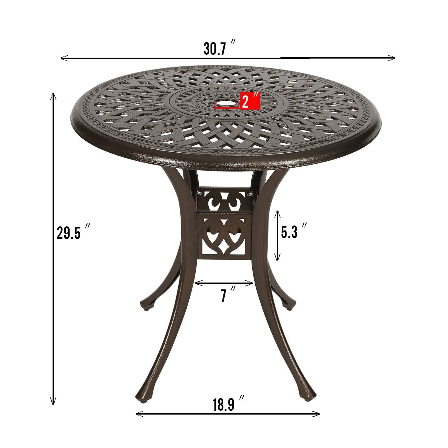 Set of 5 Outdoor Cast Aluminum Dinning Table and Chairs Patio Bistro Furniture