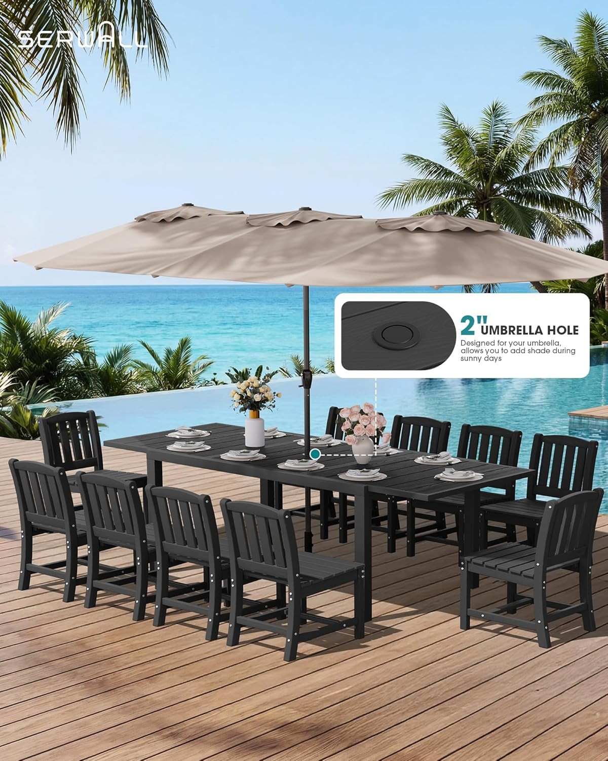Outdoor Dining Chairs Set of 2, All-Weather HDPE Patio Armless Chairs Suitable