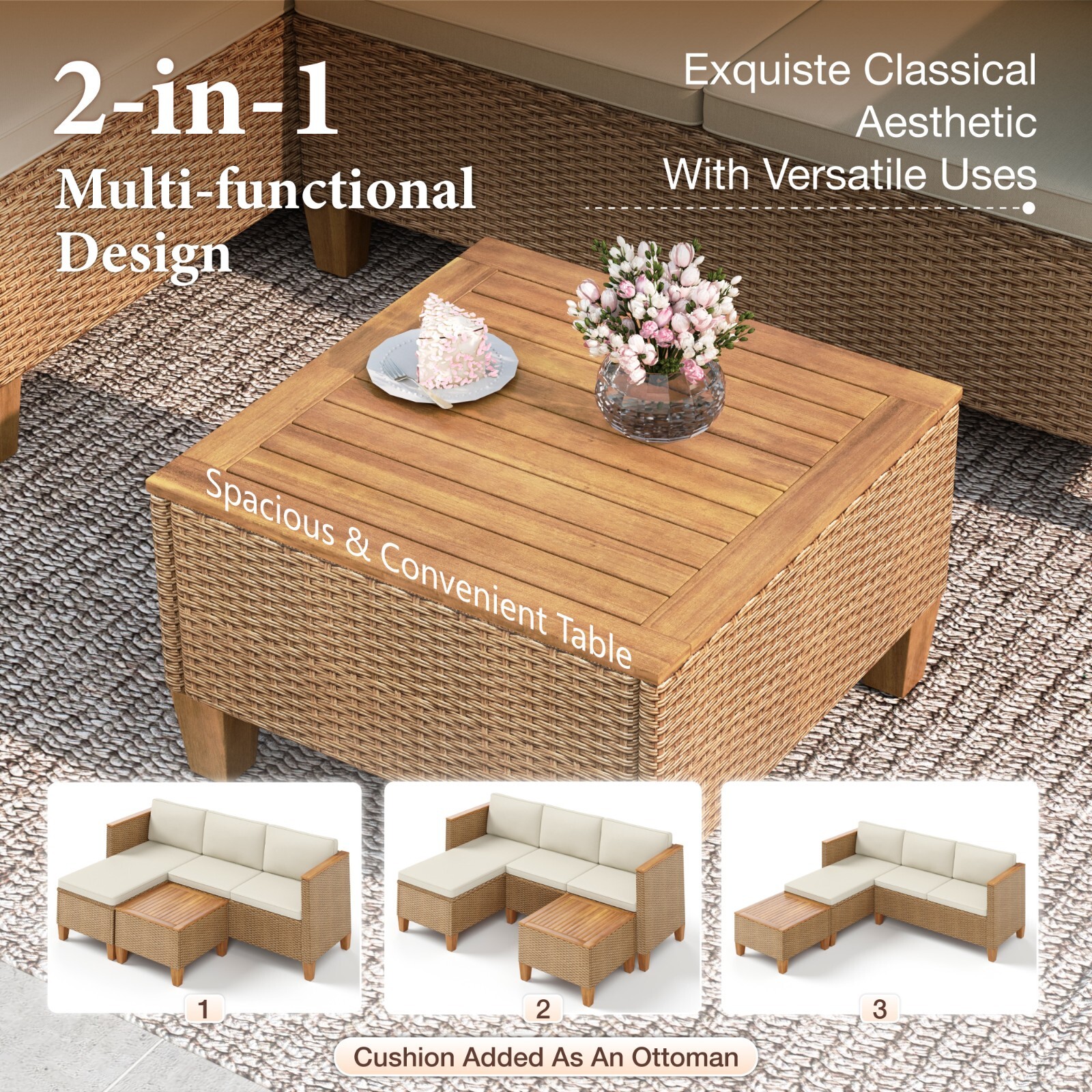 Outdoor Furniture Wicker Furniture Patio Conversation Set Outdoor Rattan Sofa