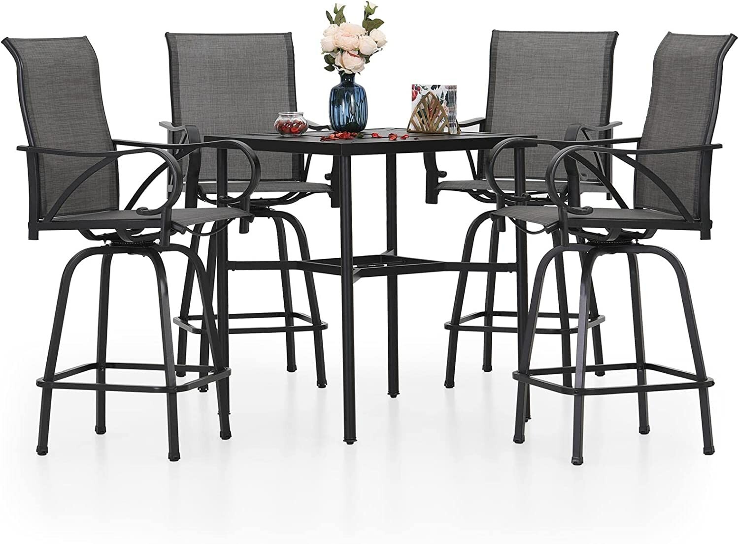 5 Piece Bar Height Patio Dining Set Outdoor Table Chair For Garden Heavy Duty