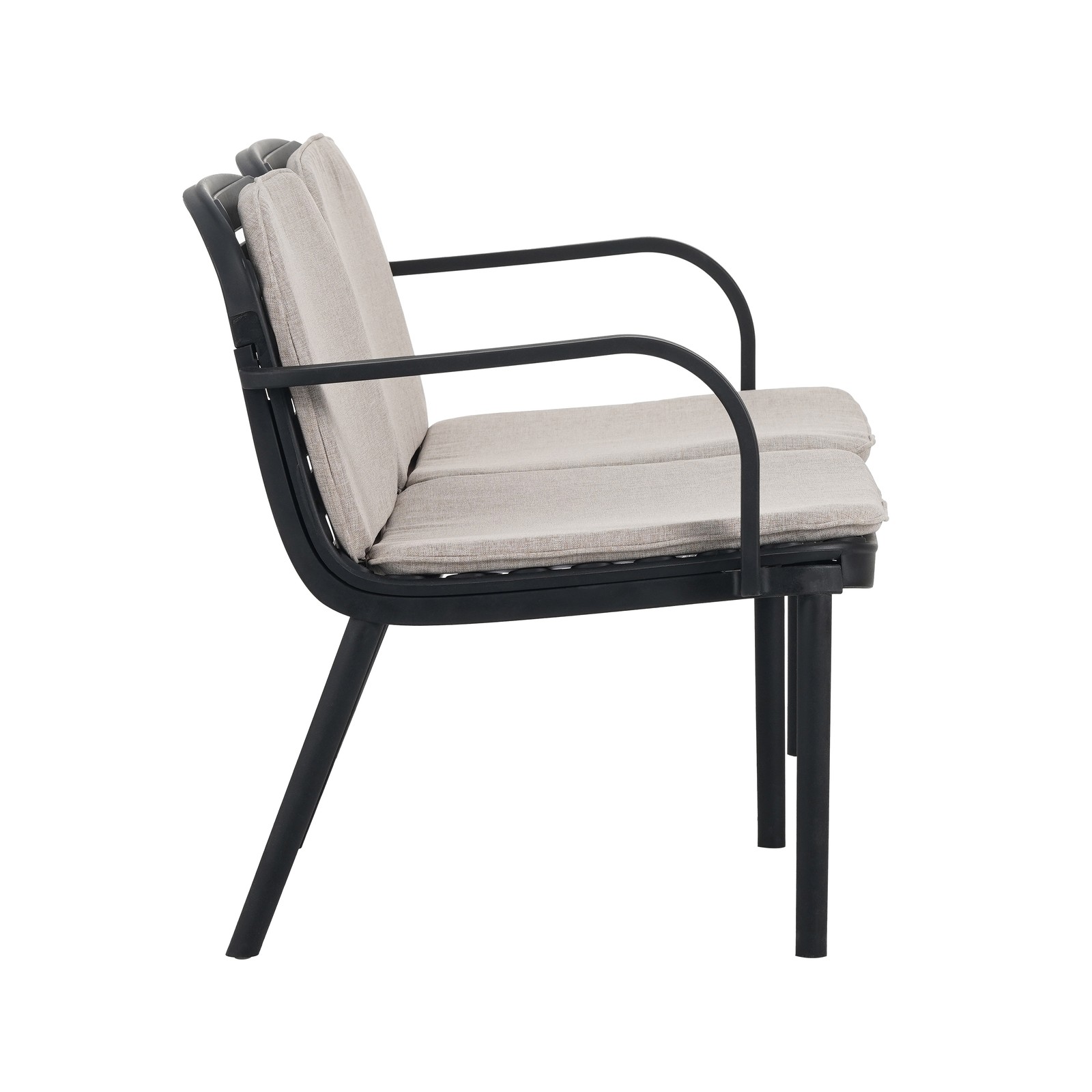 Outdoor Patio Chat Set 3-Piece Black Frame Beige Cushion