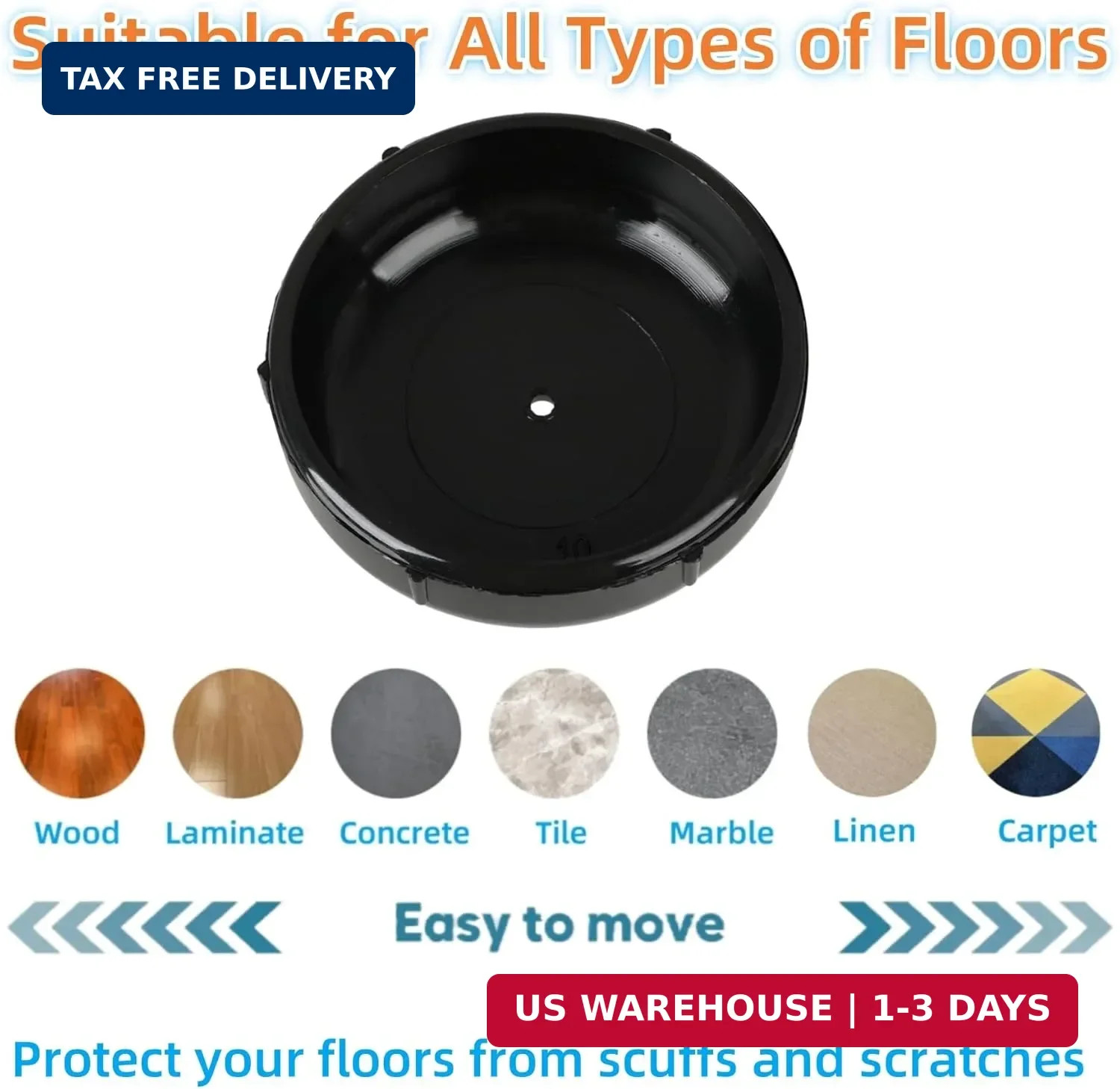 Wrought Iron Patio Furniture Feet Caps – Furnigear 1-1/2″ Round Plastic Outdoor