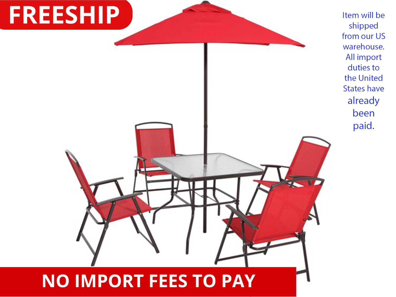 Albany Lane Steel 6-Piece Outdoor Patio Dining Set with Umbrella