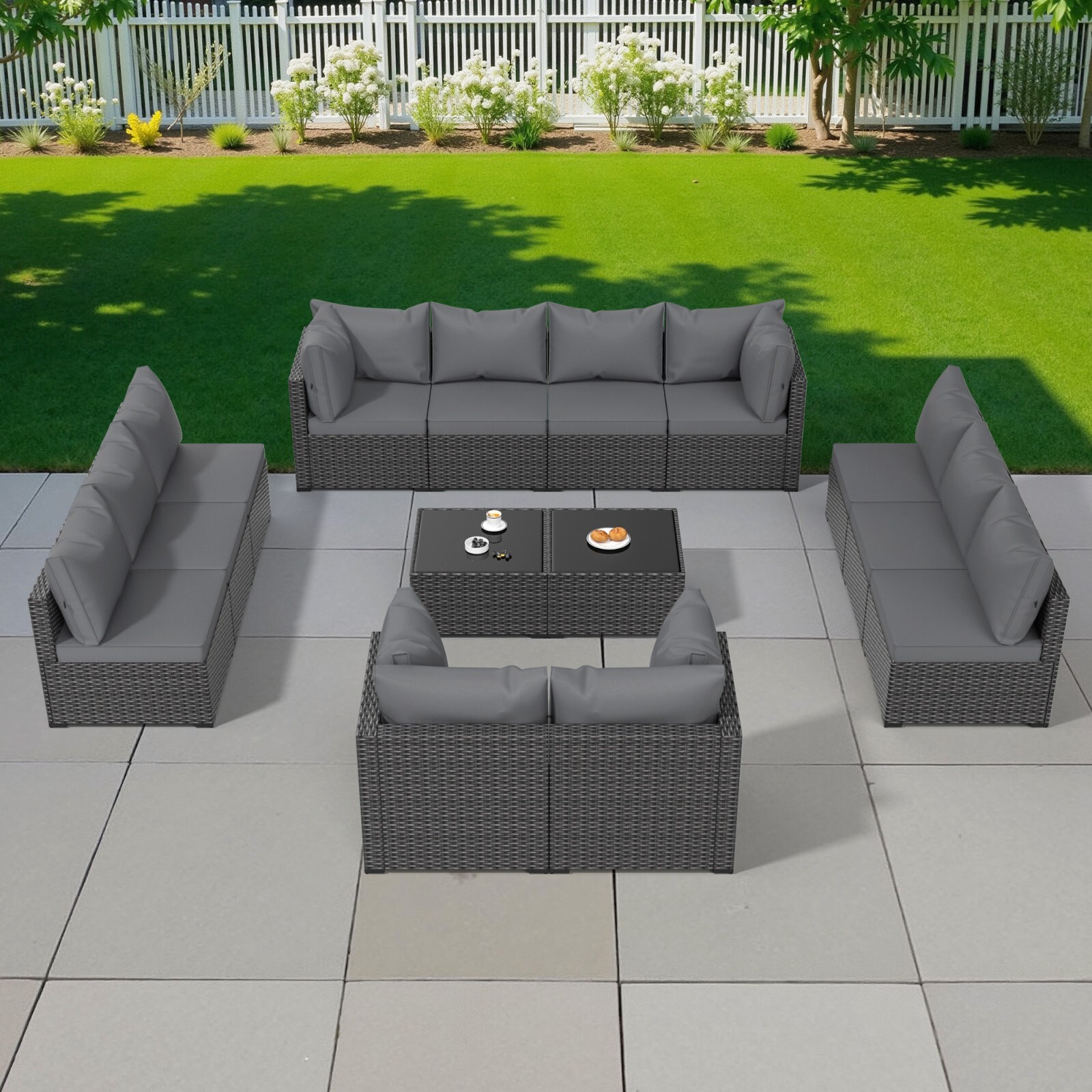 14-Piece Outdoor Patio Furniture Set – All-Weather PE Rattan Sectional Wicker