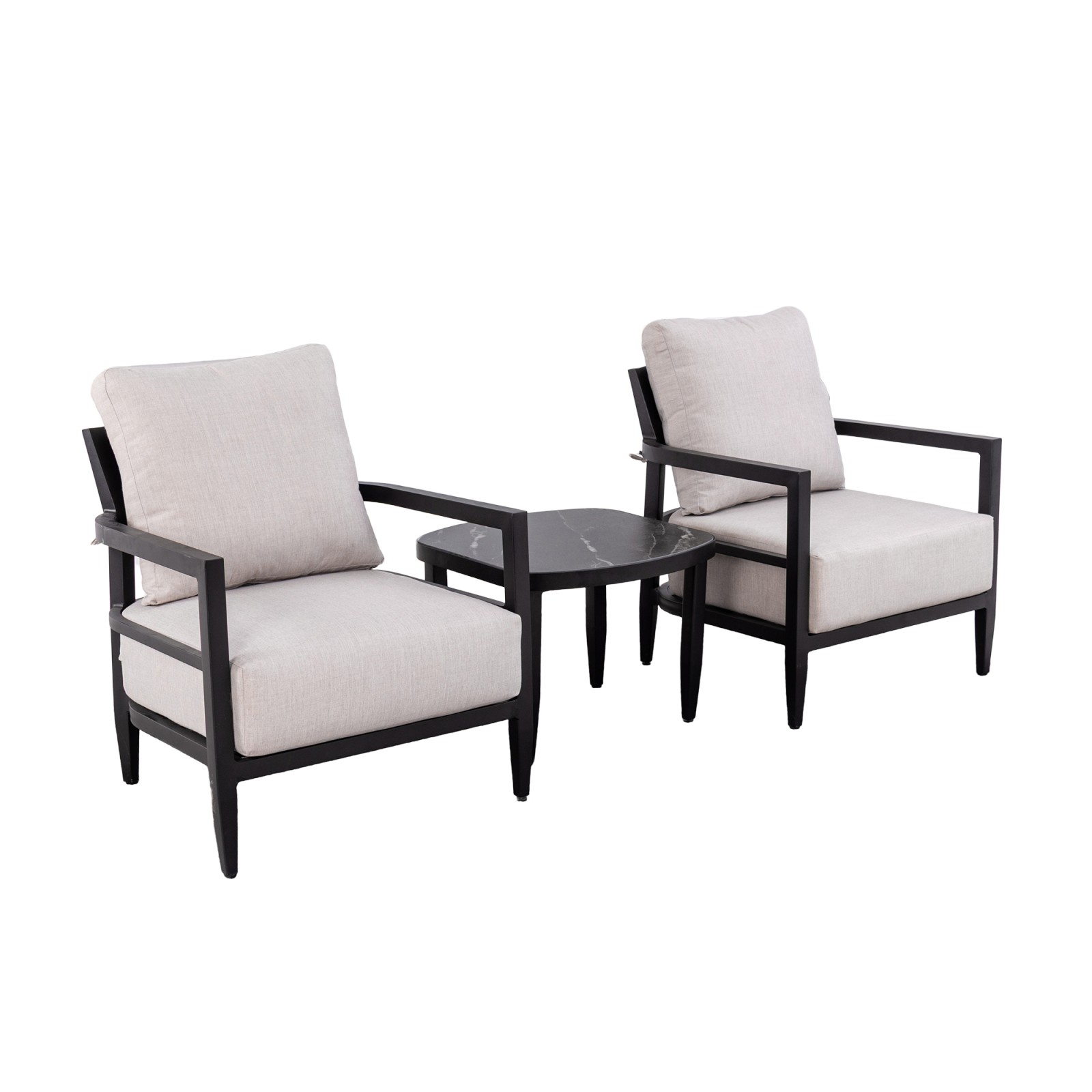 3PC Aluminum Patio Furniture Set, 2 Club Chairs & 23.6″ Side Table