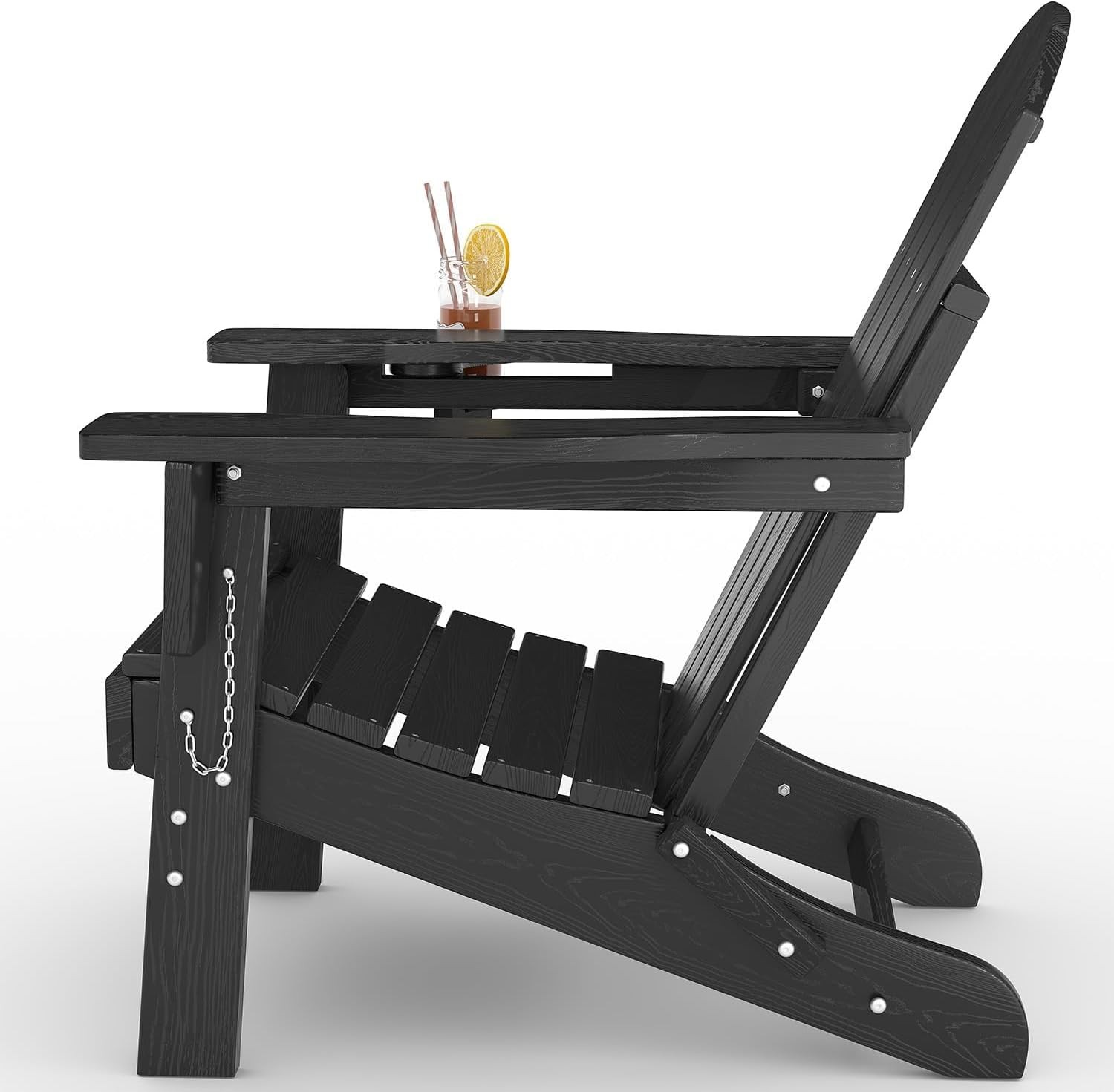3 PCS Adirondack Chair with Table & Cup Holder Outdoor Folding HDPE Patio Chairs