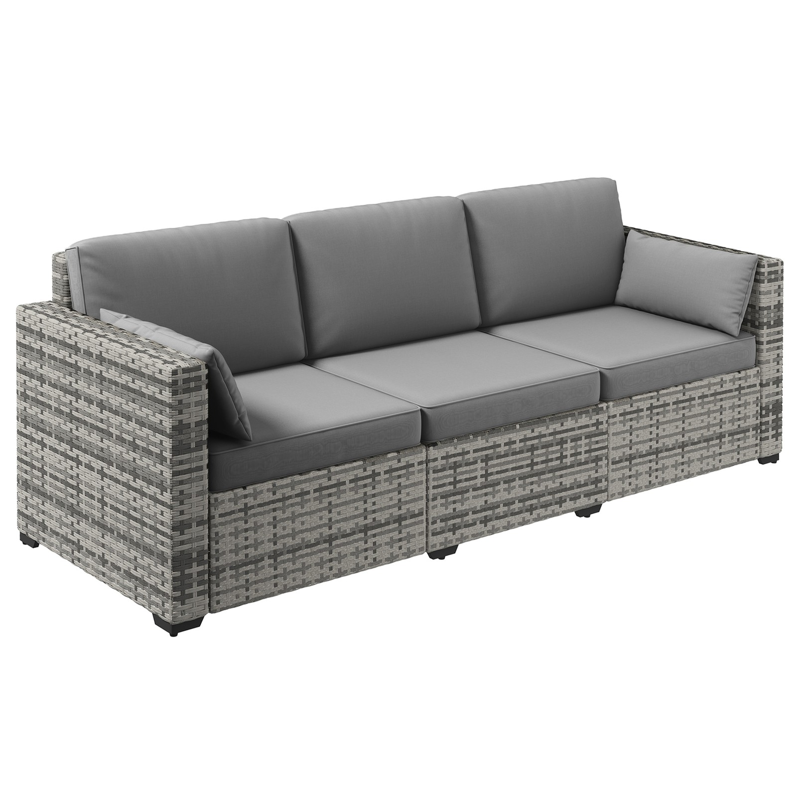 Outsunny Three-Seater Outdoor Wicker Patio Furniture, Gray