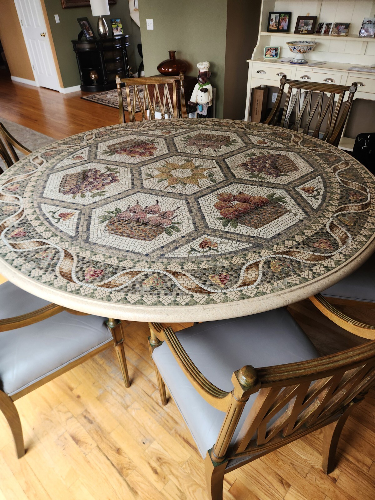 outdoor dinning table 72 inch table mosaic stone with 6 chairs