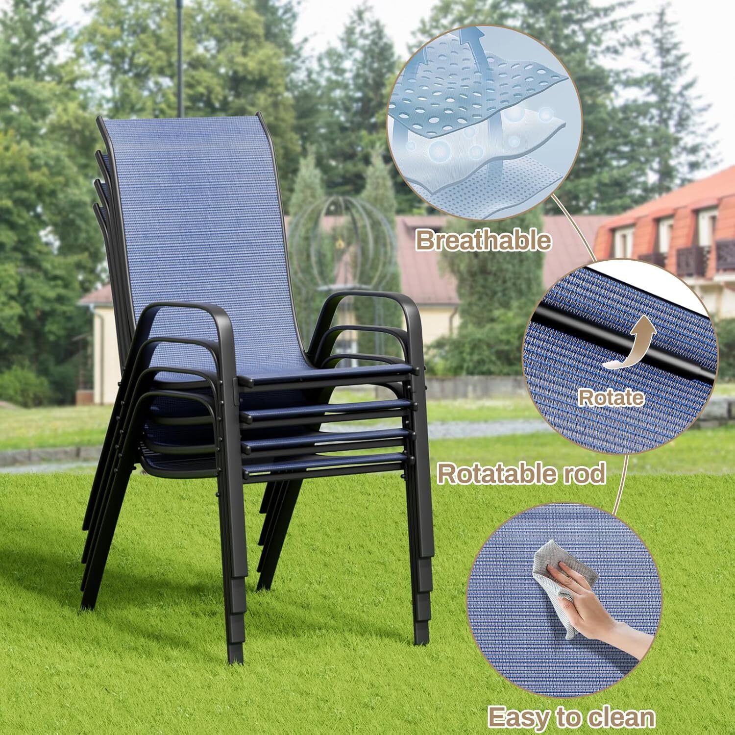 5-Piece Patio Set Outdoor Furniture Table and Chairs Set for Garden Backyard