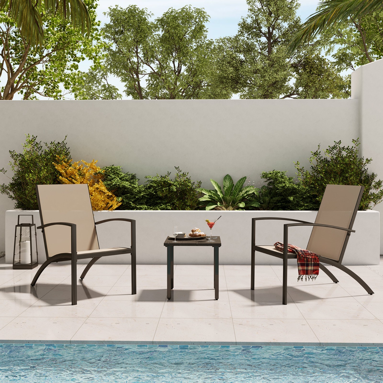 LAUSAINT HOME 3-Piece Bistro Set, Furniture Set with Patio Table and Chairs