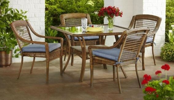 Hampton Bay Spring Haven 45-in Square Outdoor Patio Dining Table, Brown/Glass