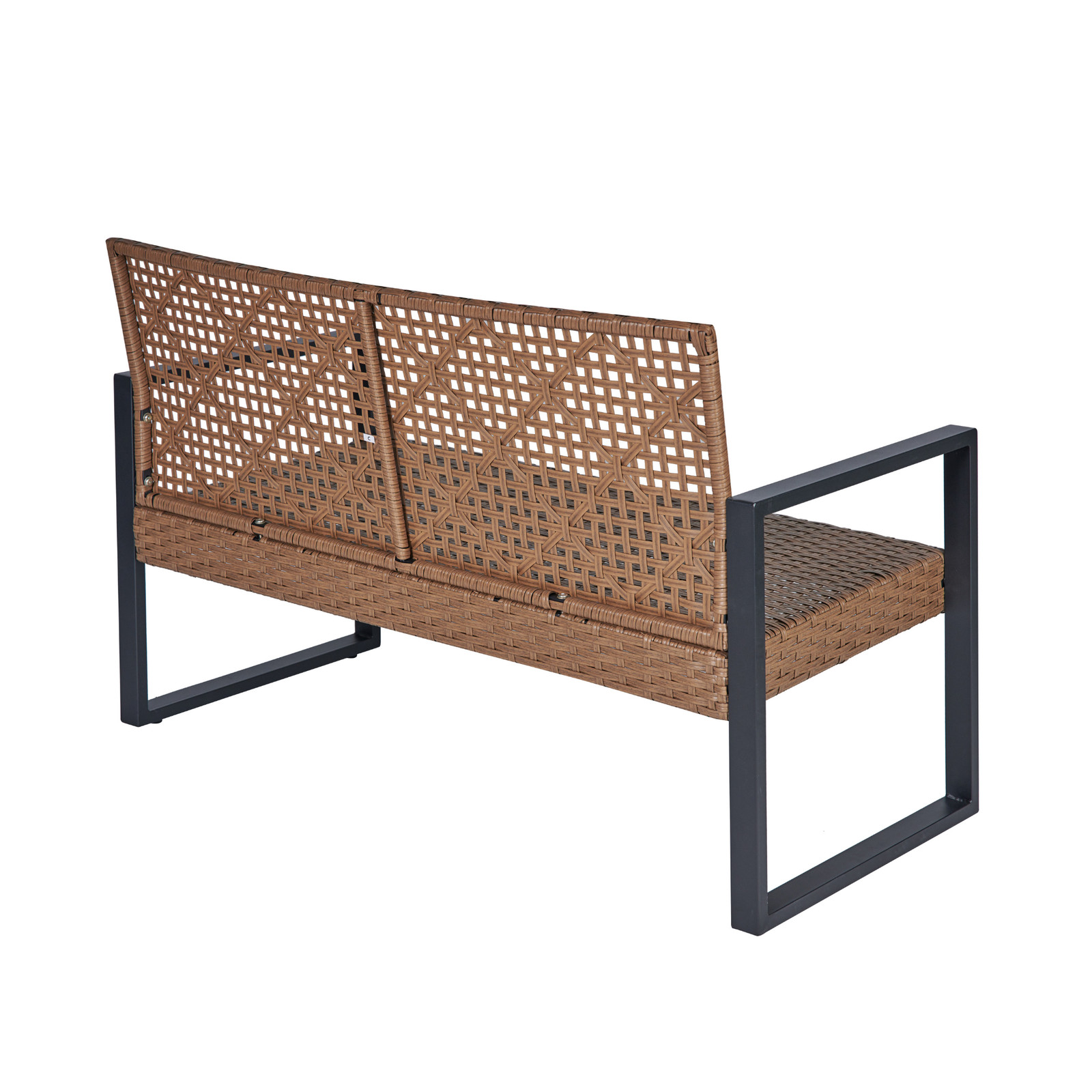 4-Piece Patio Furniture Set Acacia Wood Rattan Modern Black Brown Outdoor