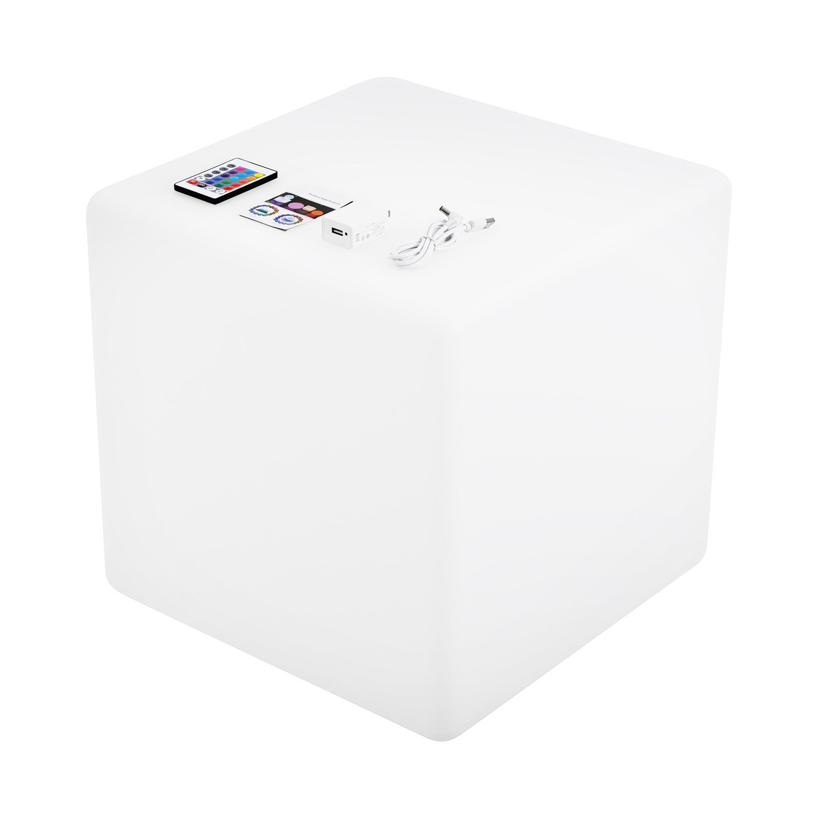17″ LED Cube Light Pub Bar Stool W/Remote Control 16 RGB Colors Changing Chair