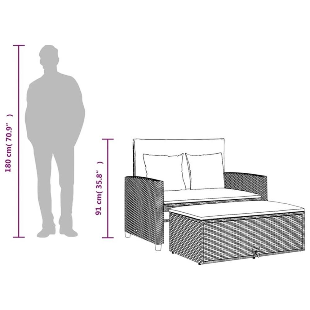 Bowery Hill Contemporary Patio Sofa in Black & Cream With White Frame